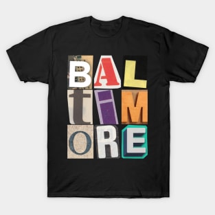 ABSTRACT BALTIMORE WITH VINTAGE LETTERS DESIGN T-Shirt